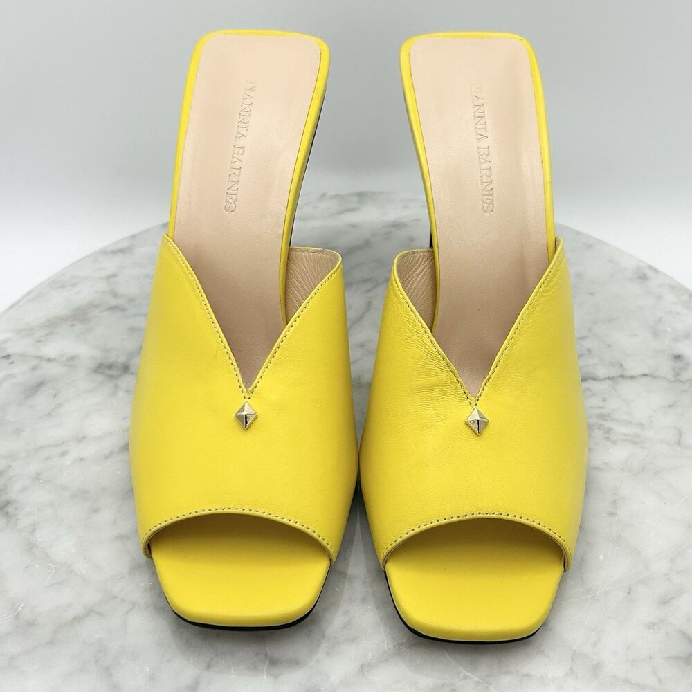 Tianna Barnes Mule Heels Bright Yellow NWOB US Women’s Size 8.5 EU40 Leather